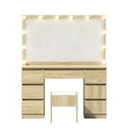 Artiss Dressing Table Vanity Desk Set Stool 12 Led Bulbs Wood FURNI-N-DRESS02-LED-WD-AB