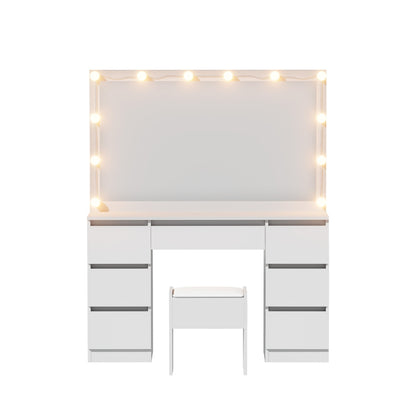 Artiss Dressing Table Vanity Desk Set Stool 12 Led Bulbs White FURNI-N-DRESS02-LED-WH-AB