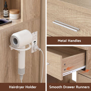 Artiss Dressing Table Vanity Desk Set Stool LED Charging Station Wood FURNI-N-DRESS03-WD-ABC
