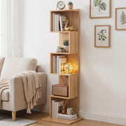 Artiss 5 Tiers Bookshelf S-shaped Bookcase Oak FURNI-N-DS-5T-WD