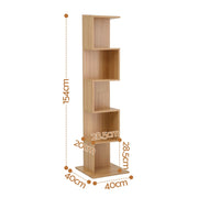 Artiss 5 Tiers Bookshelf S-shaped Bookcase Oak FURNI-N-DS-5T-WD