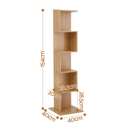 Artiss 5 Tiers Bookshelf S-shaped Bookcase Oak FURNI-N-DS-5T-WD