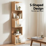 Artiss 5 Tiers Bookshelf S-shaped Bookcase Oak FURNI-N-DS-5T-WD