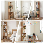 Artiss 5 Tiers Bookshelf S-shaped Bookcase Oak FURNI-N-DS-5T-WD