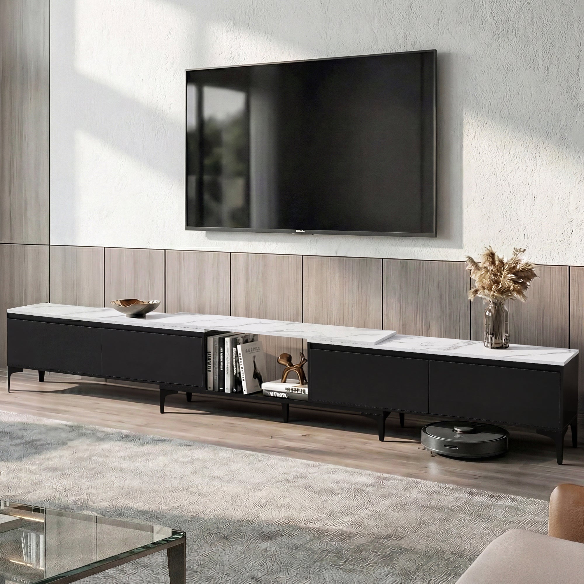 Artiss TV Cabinet Entertainment Unit Stand Extendable Black FURNI-N-EXT-TV240-BK-AB