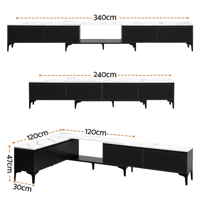 Artiss TV Cabinet Entertainment Unit Stand Extendable Black FURNI-N-EXT-TV240-BK-AB
