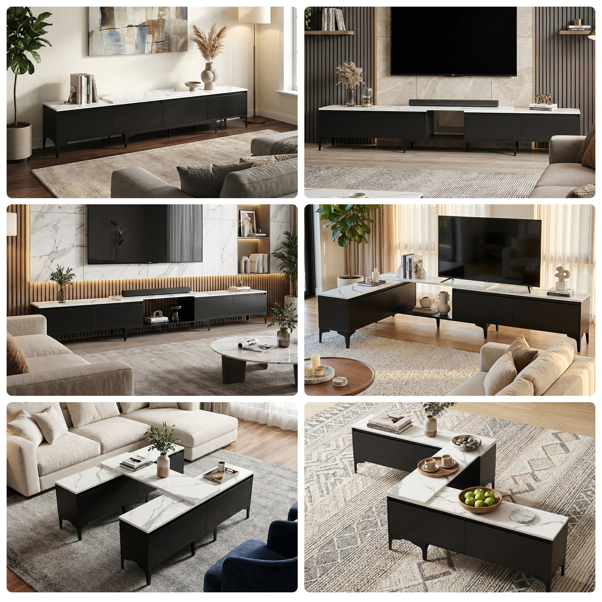 Artiss TV Cabinet Entertainment Unit Stand Extendable Black FURNI-N-EXT-TV240-BK-AB