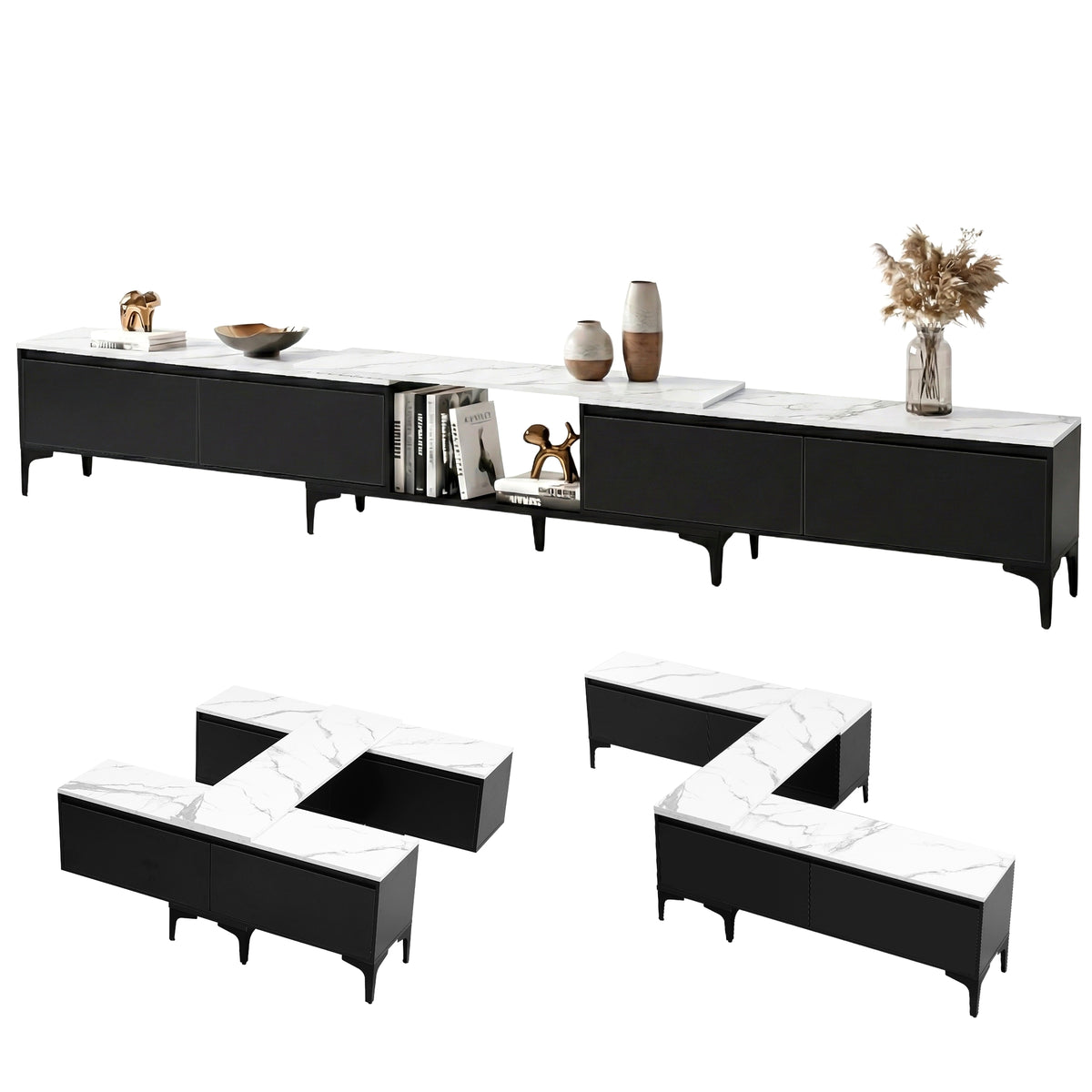 Artiss TV Cabinet Entertainment Unit Stand Extendable Black FURNI-N-EXT-TV240-BK-AB