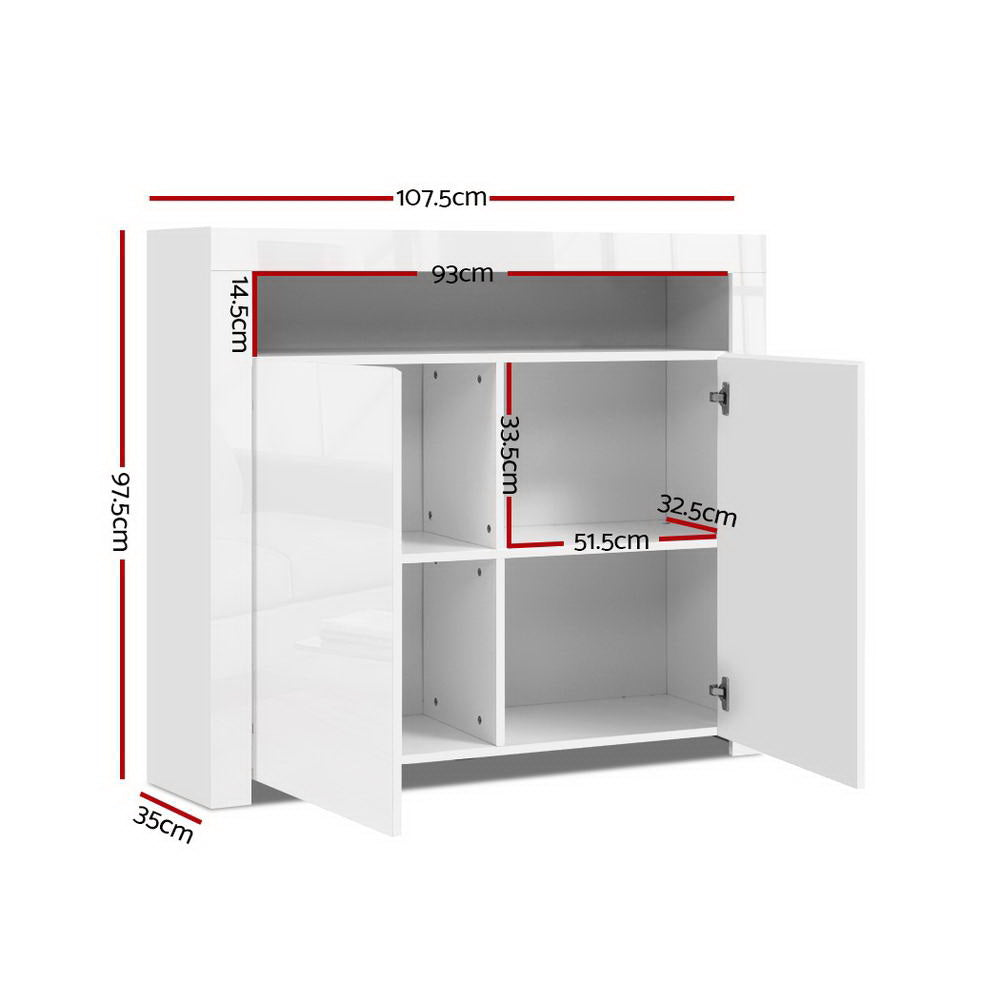 Artiss Buffet Sideboard LED - ARNO White FURNI-N-LED-SID01-WH-AB