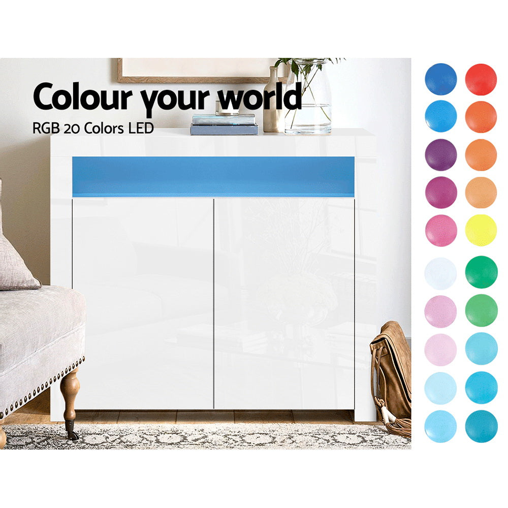 Artiss Buffet Sideboard LED - ARNO White FURNI-N-LED-SID01-WH-AB