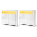 Artiss 2x Buffet Sideboard Cabinet LED Cupboard High-Gloss Storage Pantry ARNO FURNI-N-LED-SID01-WH-ABX2