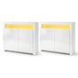 Artiss 2x Buffet Sideboard Cabinet LED Cupboard High-Gloss Storage Pantry ARNO FURNI-N-LED-SID01-WH-ABX2