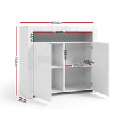 Artiss 2x Buffet Sideboard Cabinet LED Cupboard High-Gloss Storage Pantry ARNO FURNI-N-LED-SID01-WH-ABX2