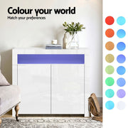 Artiss 2x Buffet Sideboard Cabinet LED Cupboard High-Gloss Storage Pantry ARNO FURNI-N-LED-SID01-WH-ABX2