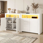 Artiss 2x Buffet Sideboard Cabinet LED Cupboard High-Gloss Storage Pantry ARNO FURNI-N-LED-SID01-WH-ABX2