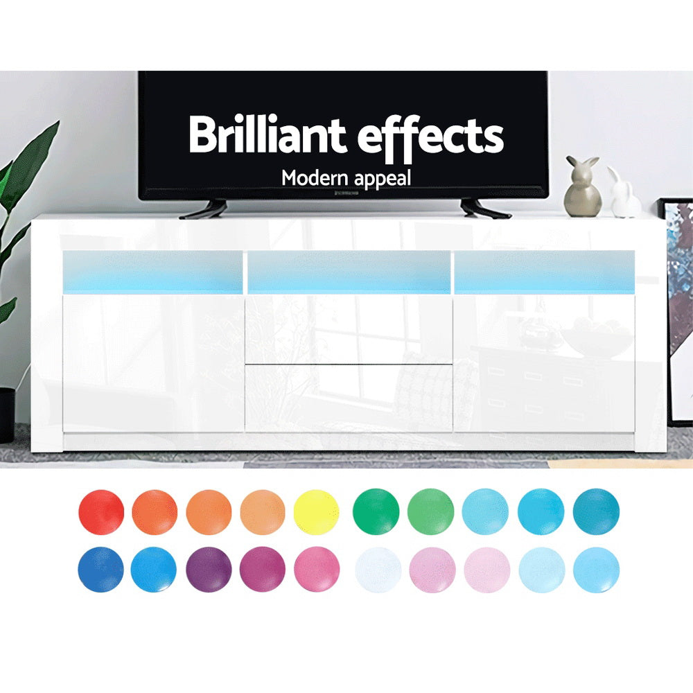 Artiss Entertainment Unit TV Cabinet LED 160cm White Anna FURNI-N-LED-TV04-WH-AB