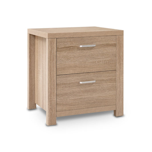 Artiss Bedside Table 2 Drawers - MAXI Pine FURNI-N-MAXI-BS01-WD