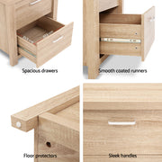 Artiss 2x Bedside Table 2 Drawers - MAXI Pine FURNI-N-MAXI-BS01-WDX2