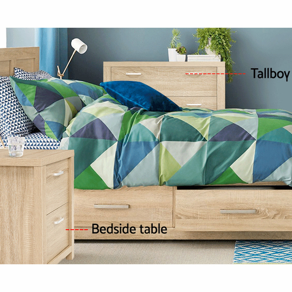 Artiss 2x Bedside Table 2 Drawers - MAXI Pine FURNI-N-MAXI-BS01-WDX2