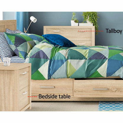Artiss 2x Bedside Table 2 Drawers - MAXI Pine FURNI-N-MAXI-BS01-WDX2