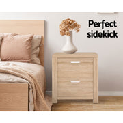 Artiss 2x Bedside Table 2 Drawers - MAXI Pine FURNI-N-MAXI-BS01-WDX2