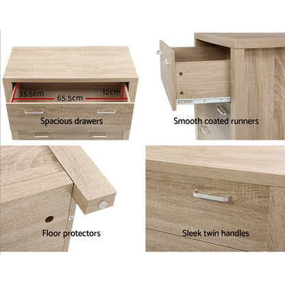 Artiss 5 Chest of Drawers - MAXI Pine FURNI-N-MAXI-CDR02-WD-AB
