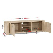 Artiss TV Cabinet Entertainment Unit 160cm Pine Maxi FURNI-N-MAXI-TV160-WD-AB
