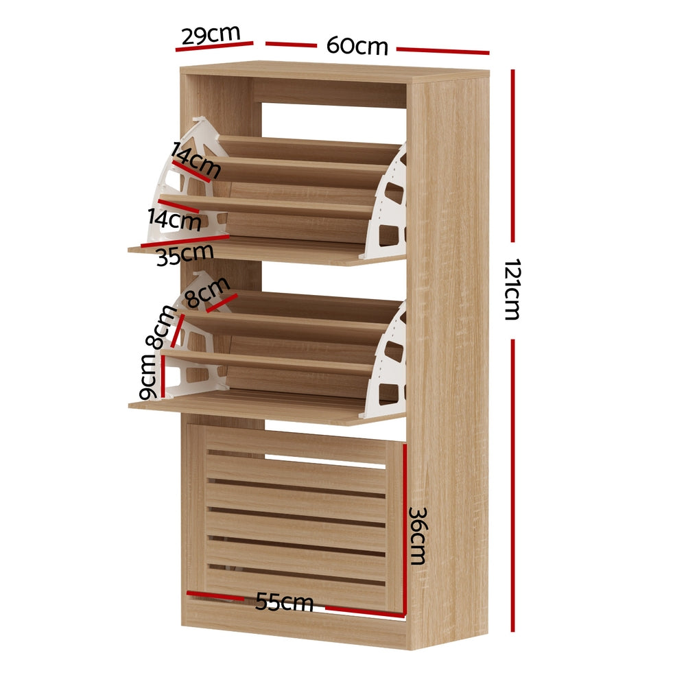 Artiss Shoe Cabinet Storage Drawer 45 Pairs Pine FURNI-N-SHOE-3D-WD