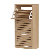 Artiss 2x Shoe Cabinet Storage Organiser 3 Flip Drawer Pine
