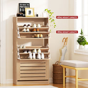 Artiss 2x Shoe Cabinet Storage Organiser 3 Flip Drawer Pine
