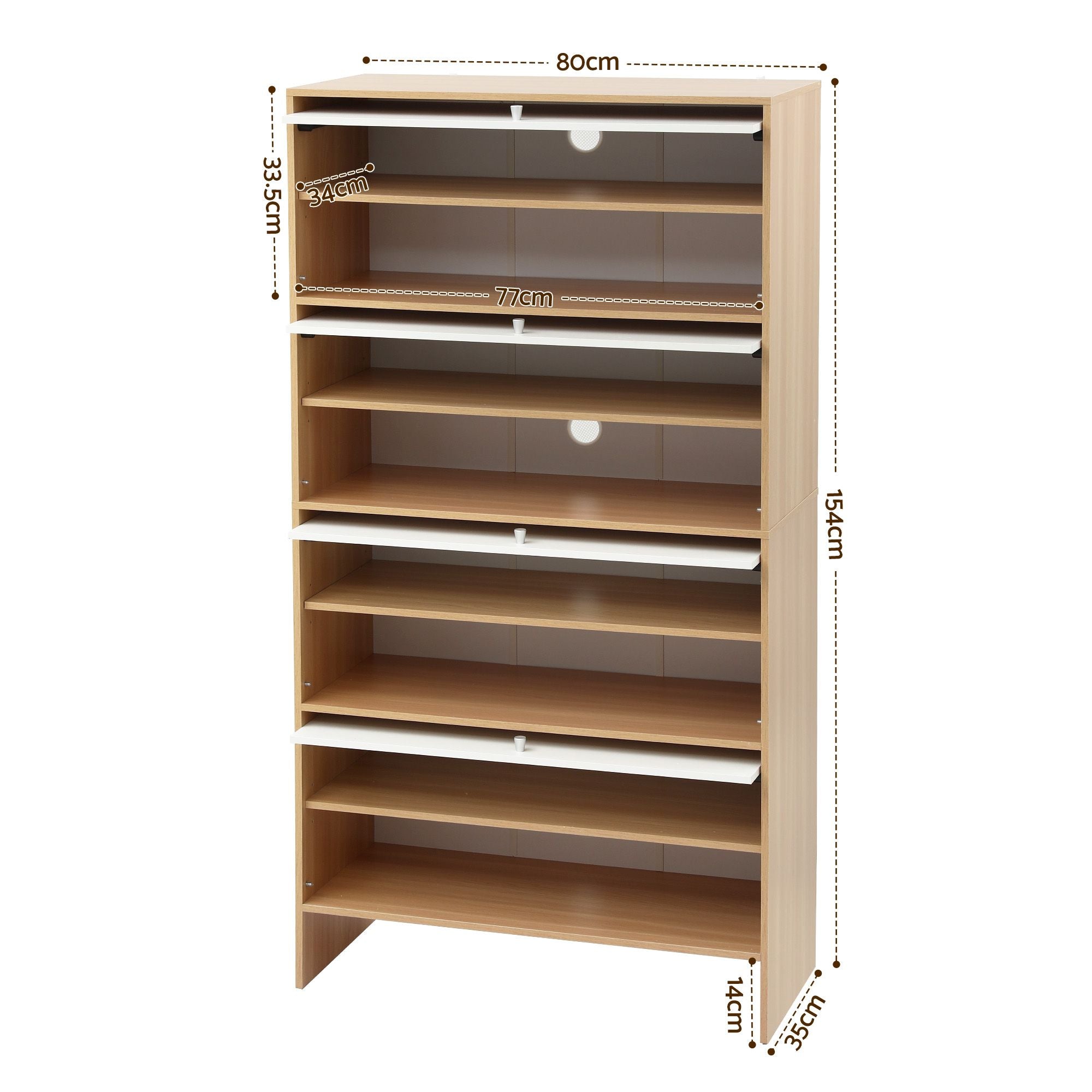 Artiss Narrow Shoe Cabinet Adjustable Shelves Flip-up Door White & Pine FURNI-N-SHOE-4D-WHWD-AB