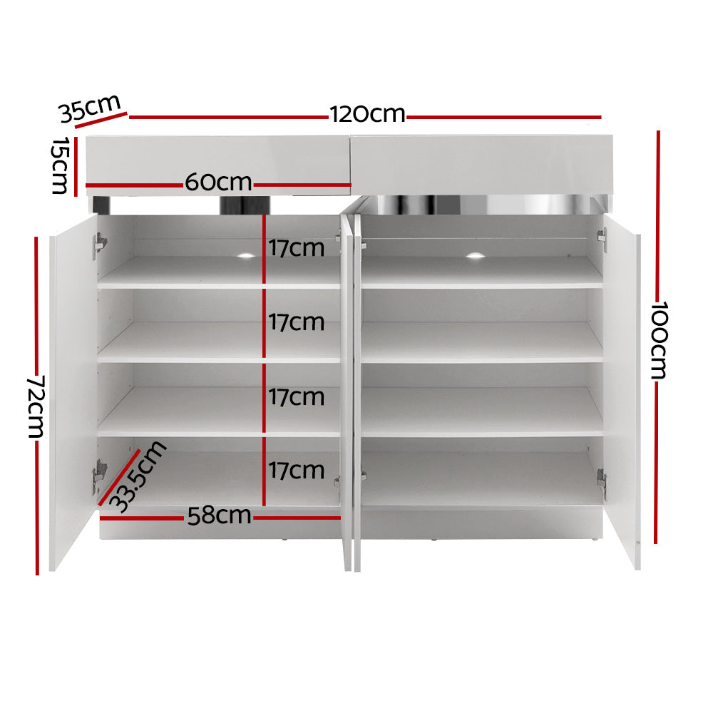 Artiss Shoe Rack Cabinet Storage Cupboard 24 Pairs - Lydia FURNI-N-SHOE120-WH-AB