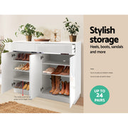 Artiss Shoe Rack Cabinet Storage Cupboard 24 Pairs - Lydia FURNI-N-SHOE120-WH-AB