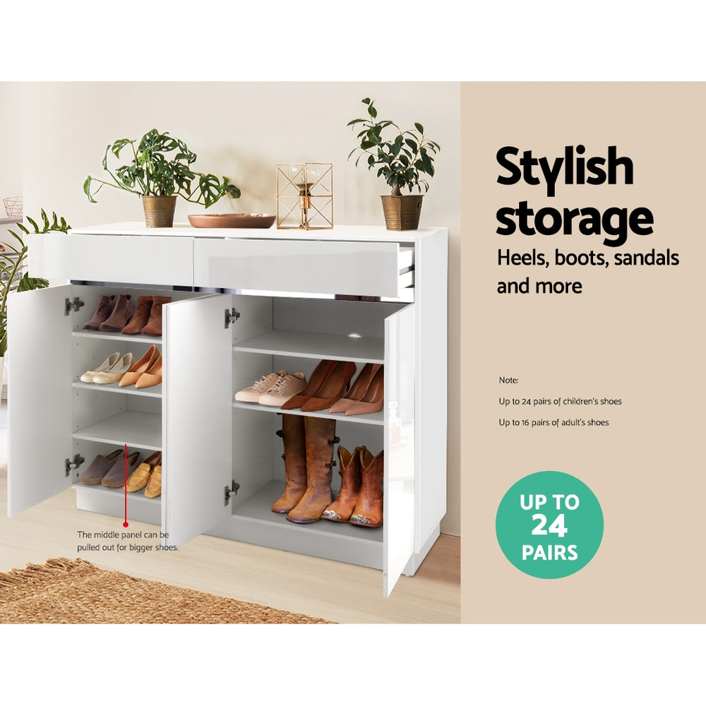 Artiss Shoe Rack Cabinet Storage Cupboard 24 Pairs - Lydia FURNI-N-SHOE120-WH-AB
