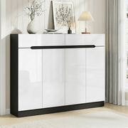 Artiss Shoe Rack Cabinet Storage 120cm w/ Drawer - White Lydia FURNI-N-SHOE120-WHBK-AB