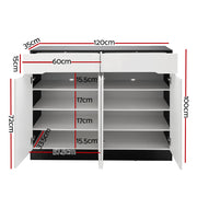 Artiss Shoe Rack Cabinet Storage 120cm w/ Drawer - White Lydia FURNI-N-SHOE120-WHBK-AB