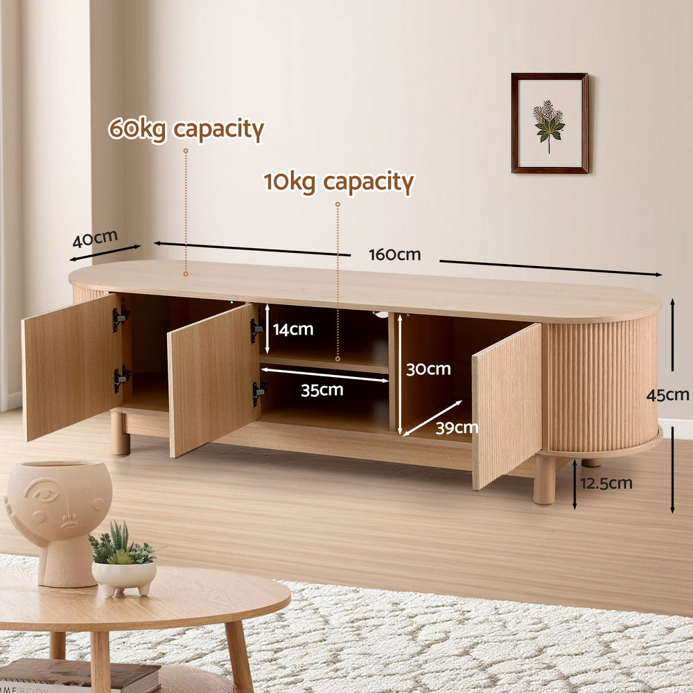 Artiss TV Unit Entertainment Unit Storage Cabinet 160cm Pine FURNI-N-TV160-WD