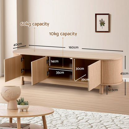 Artiss TV Unit Entertainment Unit Storage Cabinet 160cm Pine FURNI-N-TV160-WD