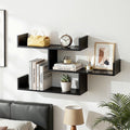 Artiss Floating Wall Shelf 3 Tier Black FURNI-N-WALL-01-BK