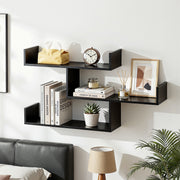 Artiss Floating Wall Shelf 3 Tier Black FURNI-N-WALL-01-BK