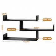 Artiss Floating Wall Shelf 3 Tier Black FURNI-N-WALL-01-BK