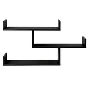 Artiss Floating Wall Shelf 3 Tier Black FURNI-N-WALL-01-BK