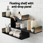 Artiss Floating Wall Shelf 3 Tier Black FURNI-N-WALL-01-BK