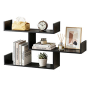 Artiss Floating Wall Shelf 3 Tier Black FURNI-N-WALL-01-BK