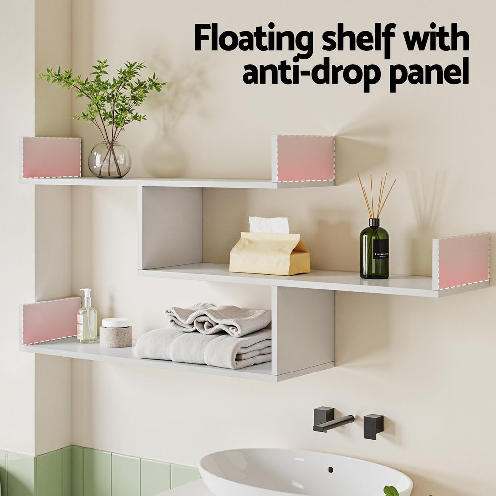 Artiss Floating Wall Shelf 3 Tier White FURNI-N-WALL-01-WH