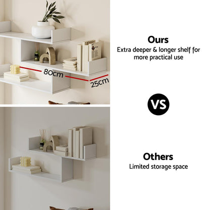 Artiss Floating Wall Shelf 3 Tier White FURNI-N-WALL-01-WH