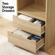 Artiss Wardrobe Clothes Closet Storage Organizer Pine FURNI-N-WR01-2D-WD-AB