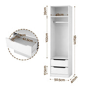 Artiss Wardrobe Clothes Closet Storage Organizer White FURNI-N-WR01-2D-WH-AB