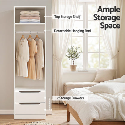 Artiss Wardrobe Clothes Closet Storage Organizer White FURNI-N-WR01-2D-WH-AB