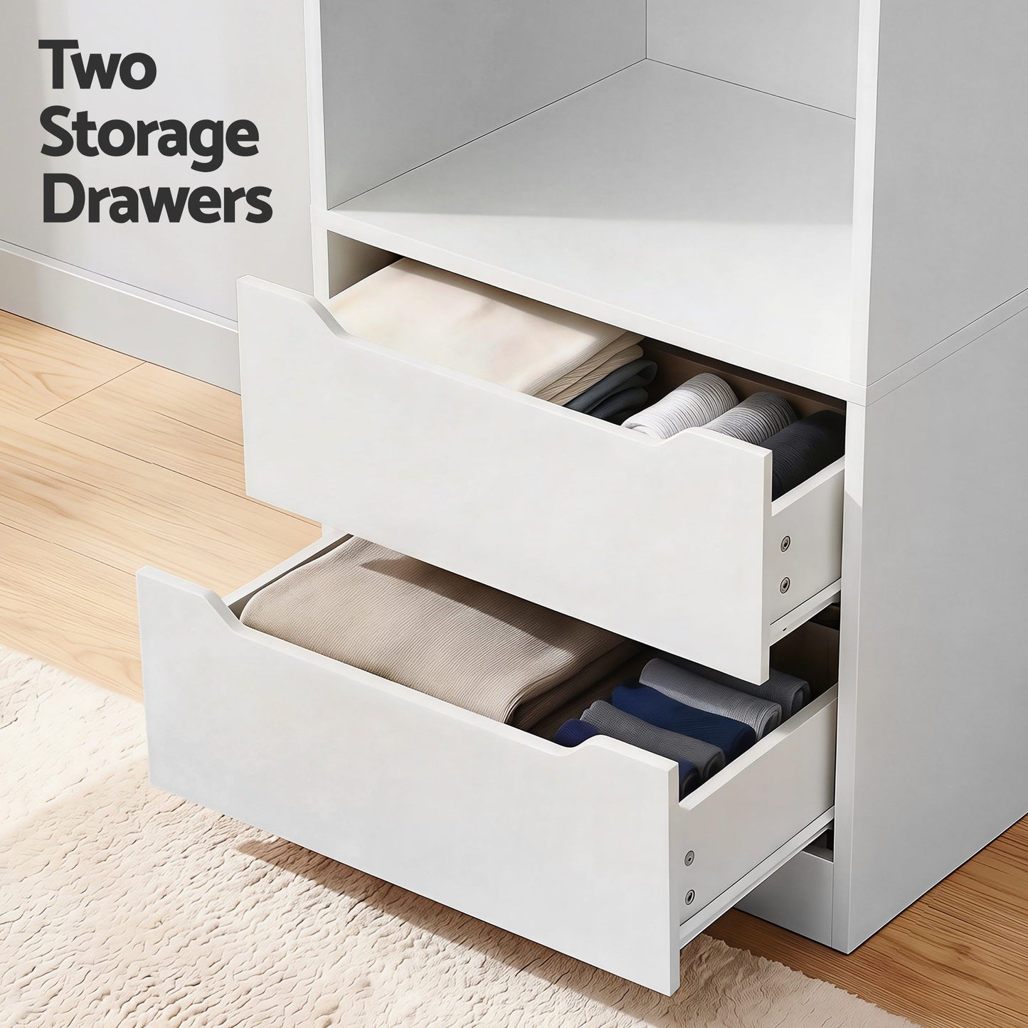 Artiss Wardrobe Clothes Closet Storage Organizer White FURNI-N-WR01-2D-WH-AB